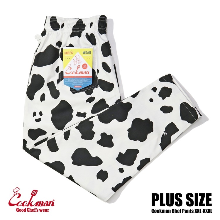 եѥ Chef Pants Cow White Plus Size
