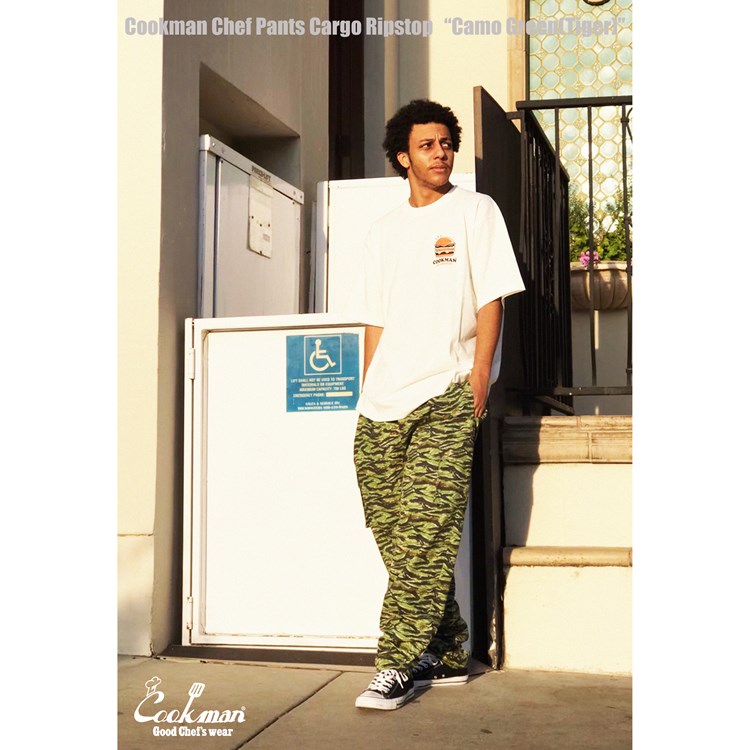 եѥ Chef Pants Cargo Ripstop Tiger Camo Green