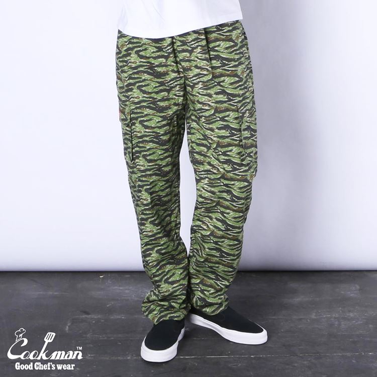 եѥ Chef Pants Cargo Ripstop Tiger Camo Green