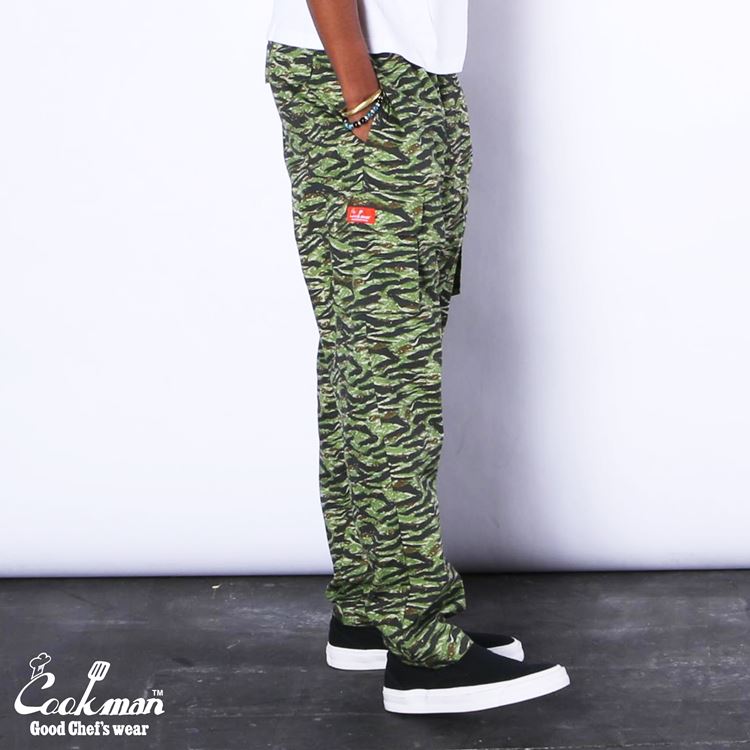 եѥ Chef Pants Cargo Ripstop Tiger Camo Green