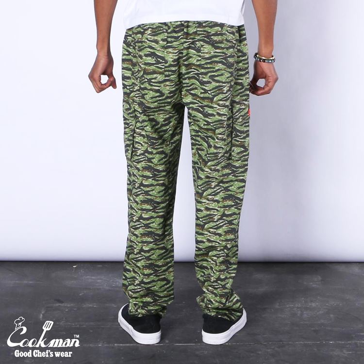 եѥ Chef Pants Cargo Ripstop Tiger Camo Green