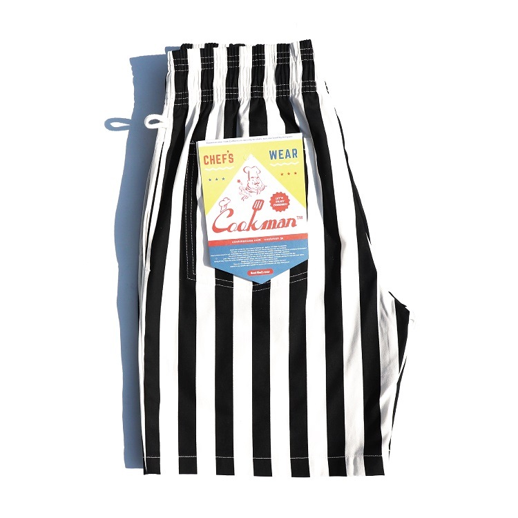 եѥ Chef Pants Short Wide Stripe Black