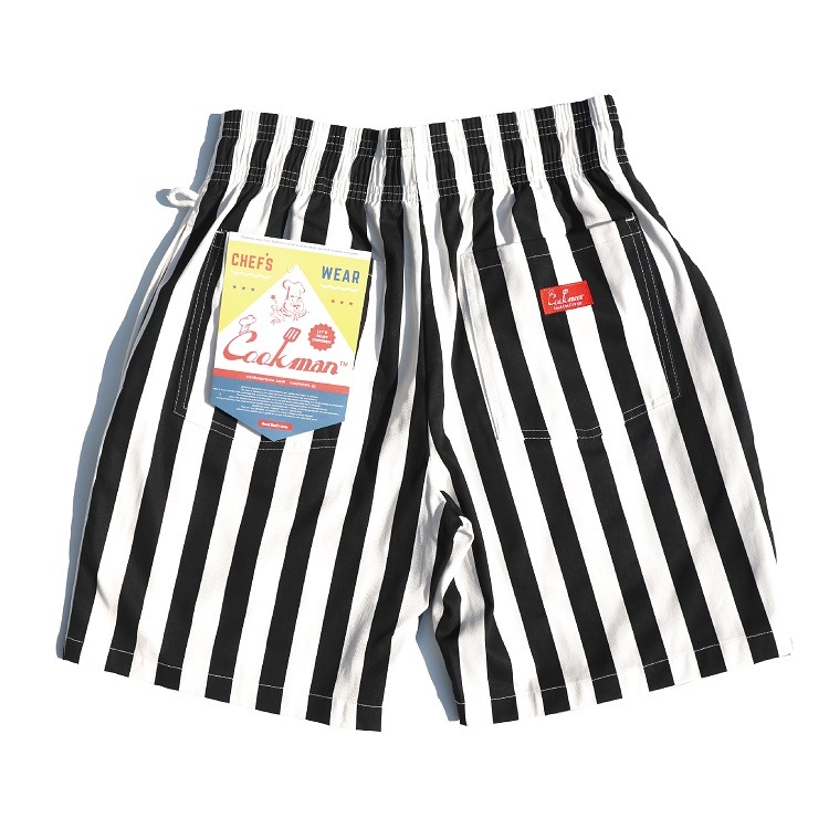 եѥ Chef Pants Short Wide Stripe Black