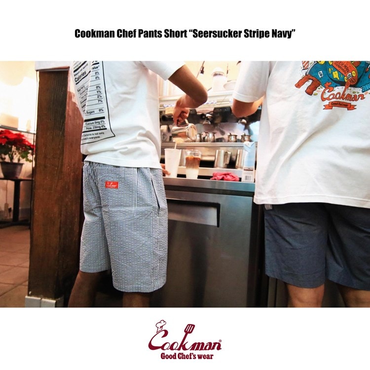 �����եѥ�� Chef Pants Short Seersucker Stripe Navy