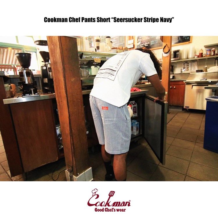 �����եѥ�� Chef Pants Short Seersucker Stripe Navy