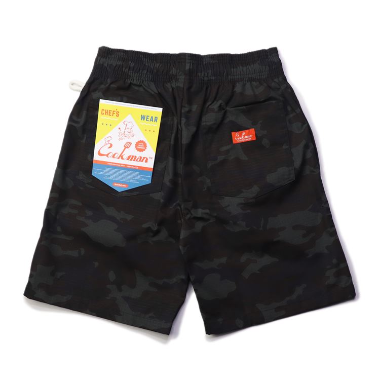 եѥ Chef Pants Short Ripstop Woodland Camo Black