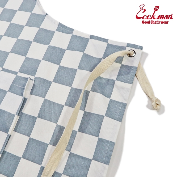�磻�ɥݥ��åȥ��ץ��� Wide Pocket Apron Checker  Gray