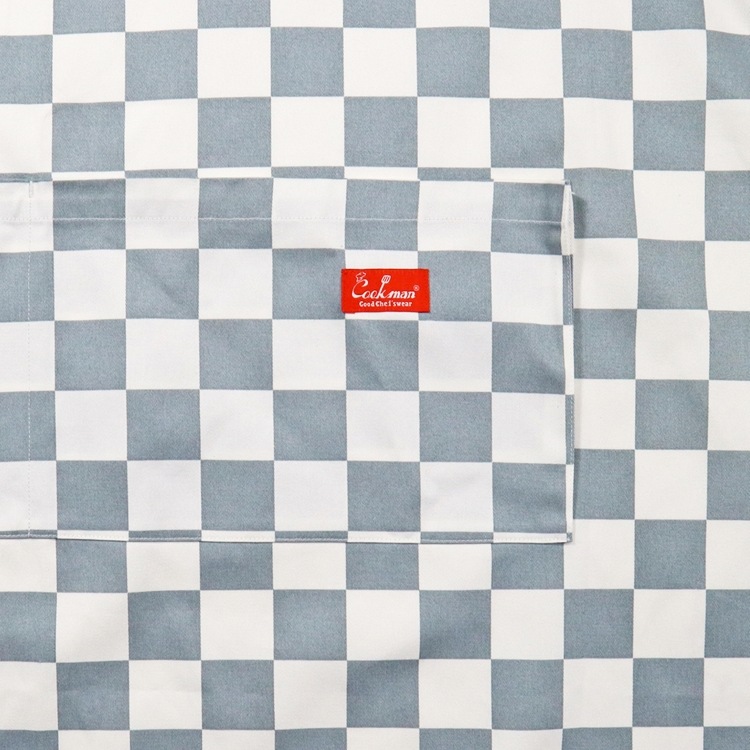 �磻�ɥݥ��åȥ��ץ��� Wide Pocket Apron Checker  Gray