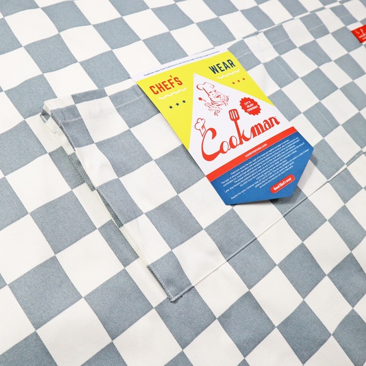 �磻�ɥݥ��åȥ��ץ��� Wide Pocket Apron Checker  Gray