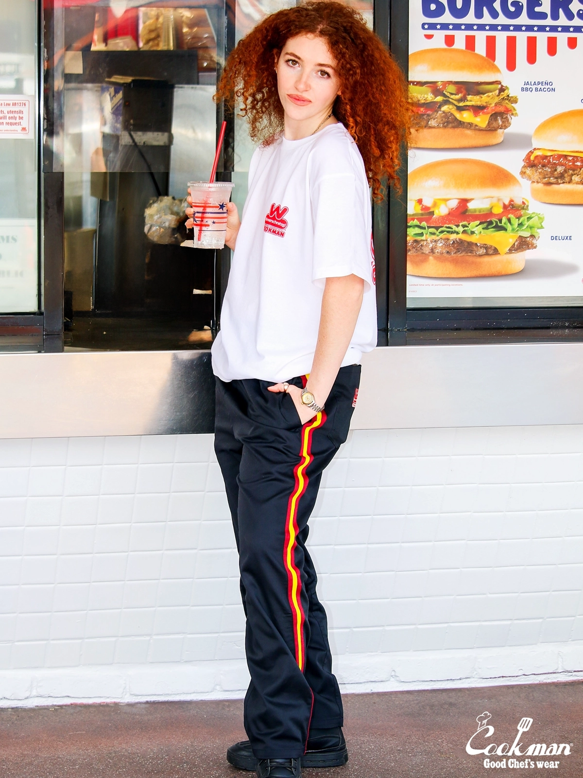 �����եѥ�� Chef Pants Semiwide Wienerschnitzel Side Line Black