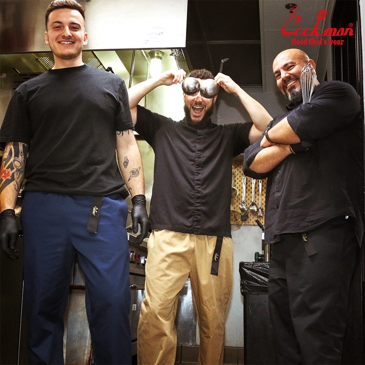 եѥ Chef Pants Semiwide Black Belt Peanuts 