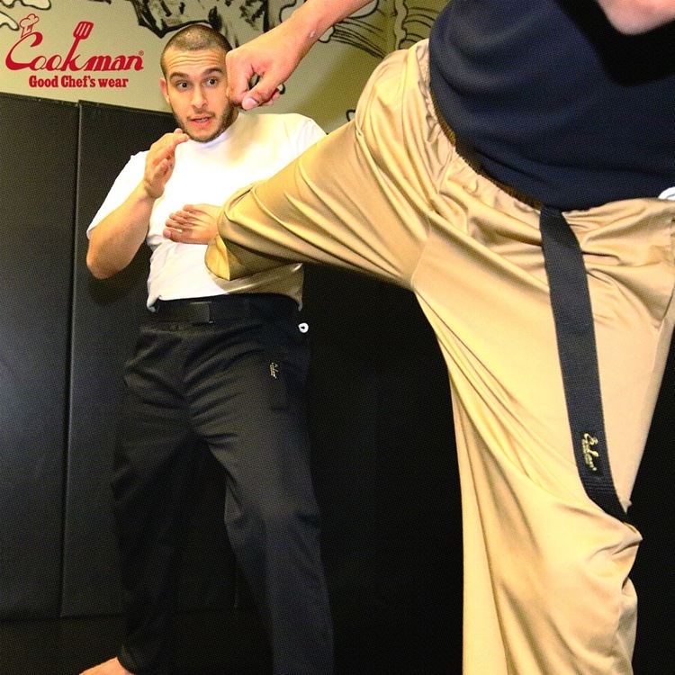 եѥ Chef Pants Semiwide Black Belt Peanuts 