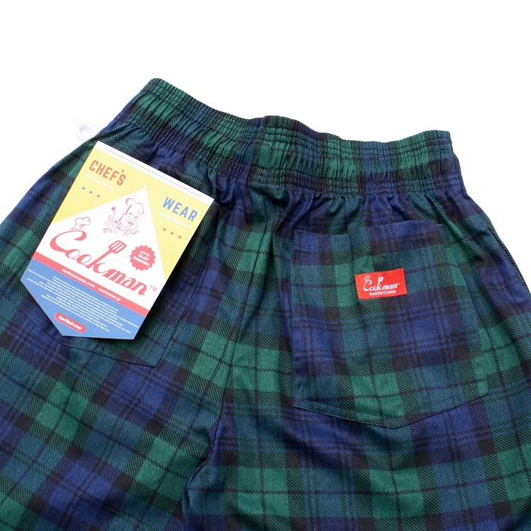 եѥ Chef Pants Short Black Watch Check