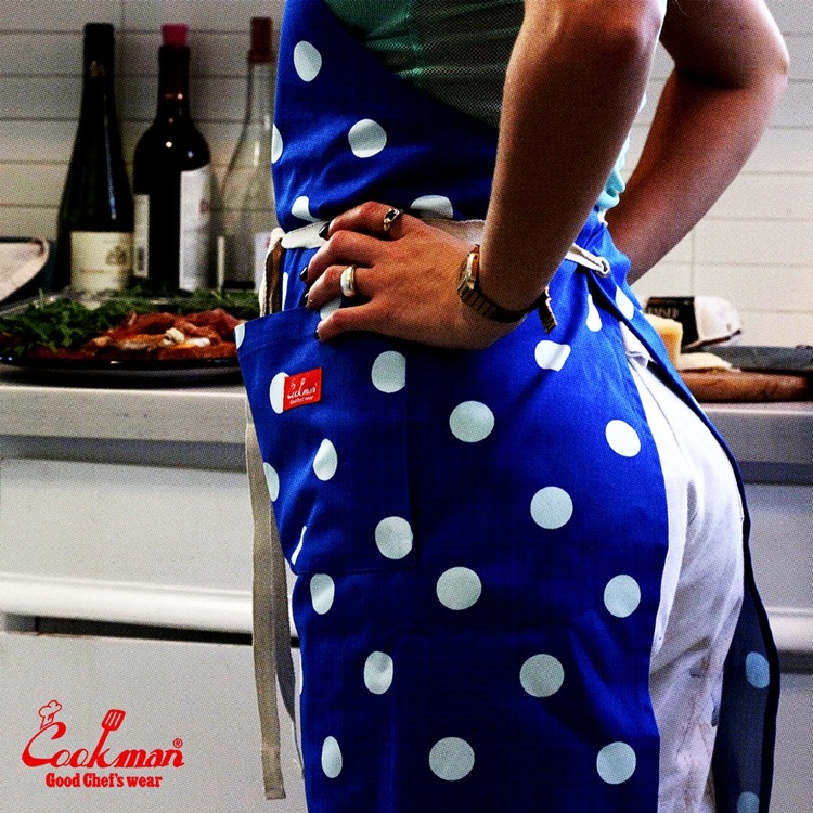 �磻�ɥݥ��åȥ��ץ��� Wide Pocket Apron Dots Blue