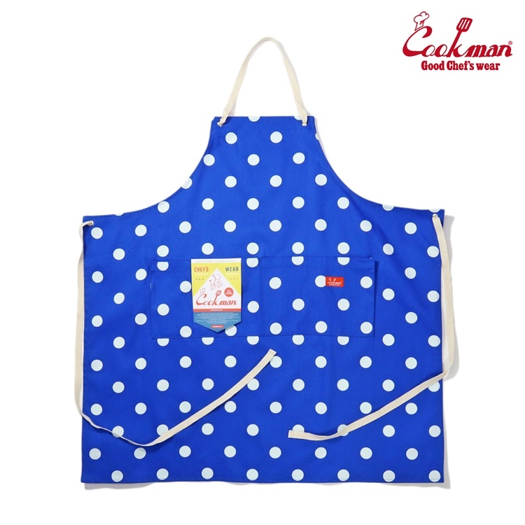�磻�ɥݥ��åȥ��ץ��� Wide Pocket Apron Dots Blue