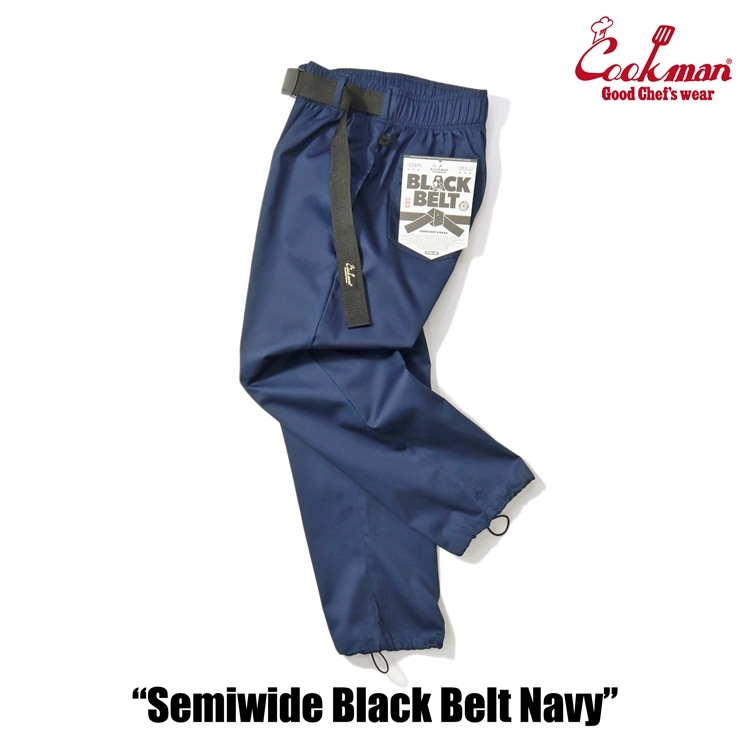 եѥ Chef Pants Semiwide Black Belt Navy 