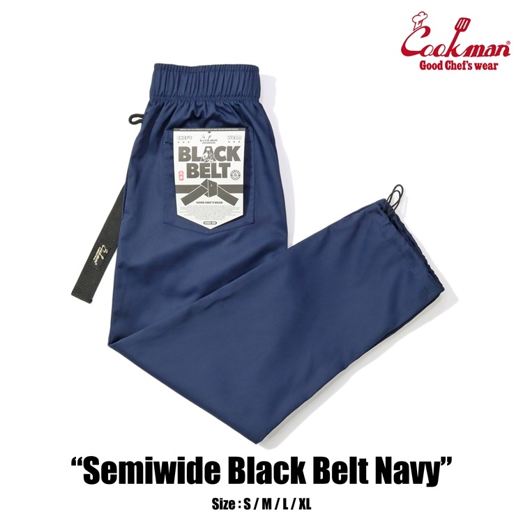 եѥ Chef Pants Semiwide Black Belt Navy 