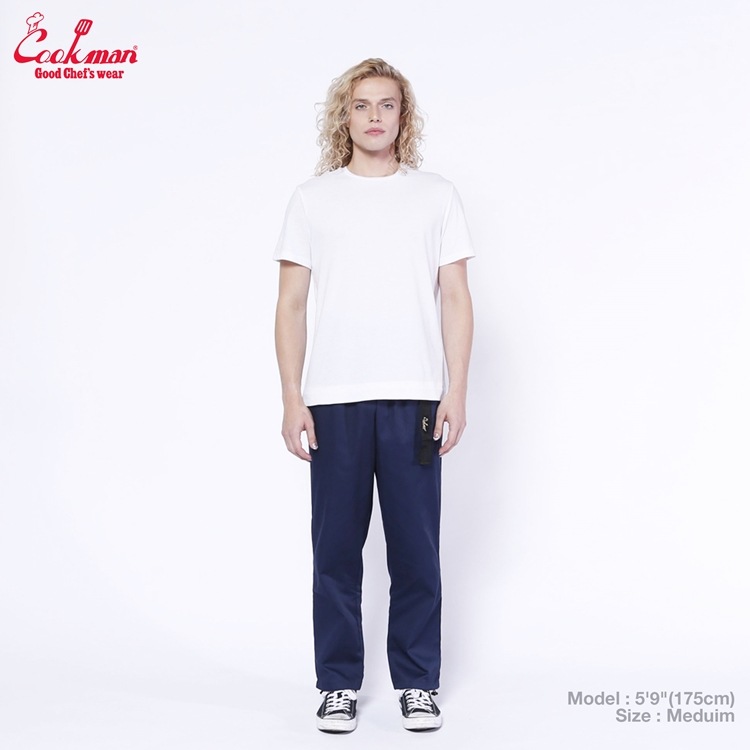 եѥ Chef Pants Semiwide Black Belt Navy 