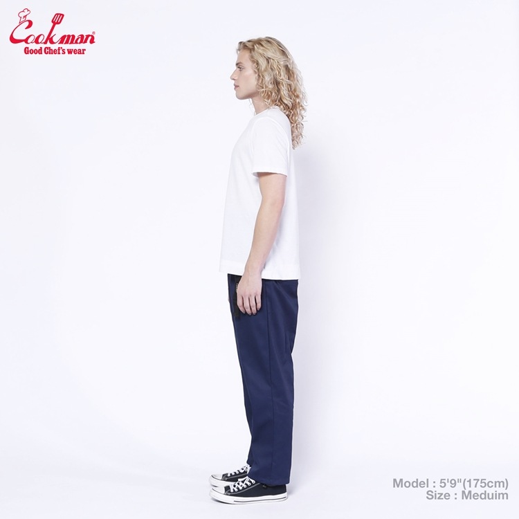 եѥ Chef Pants Semiwide Black Belt Navy 