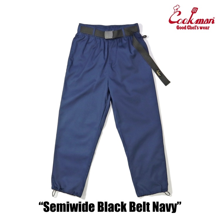 եѥ Chef Pants Semiwide Black Belt Navy 