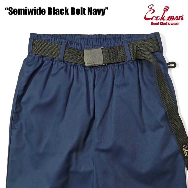 եѥ Chef Pants Semiwide Black Belt Navy 