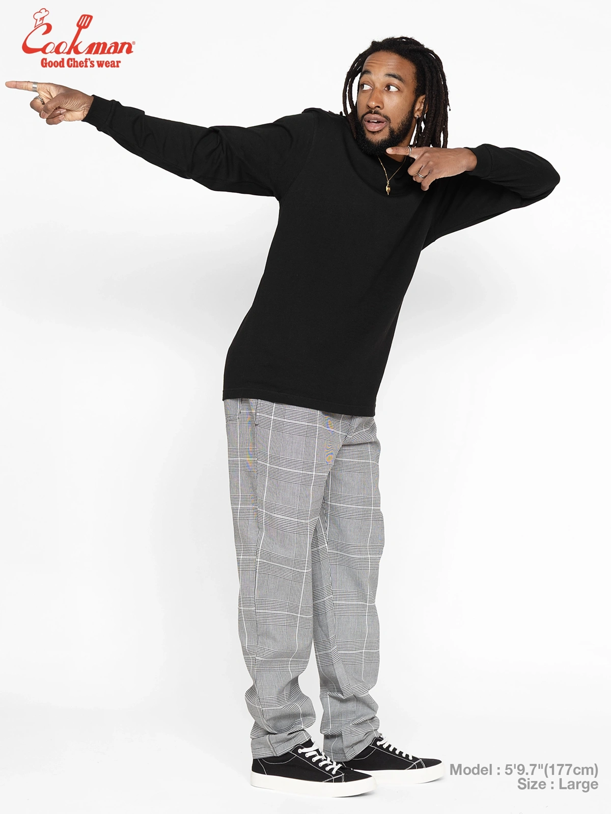 �����եѥ�� Chef Pants Glen Check Black