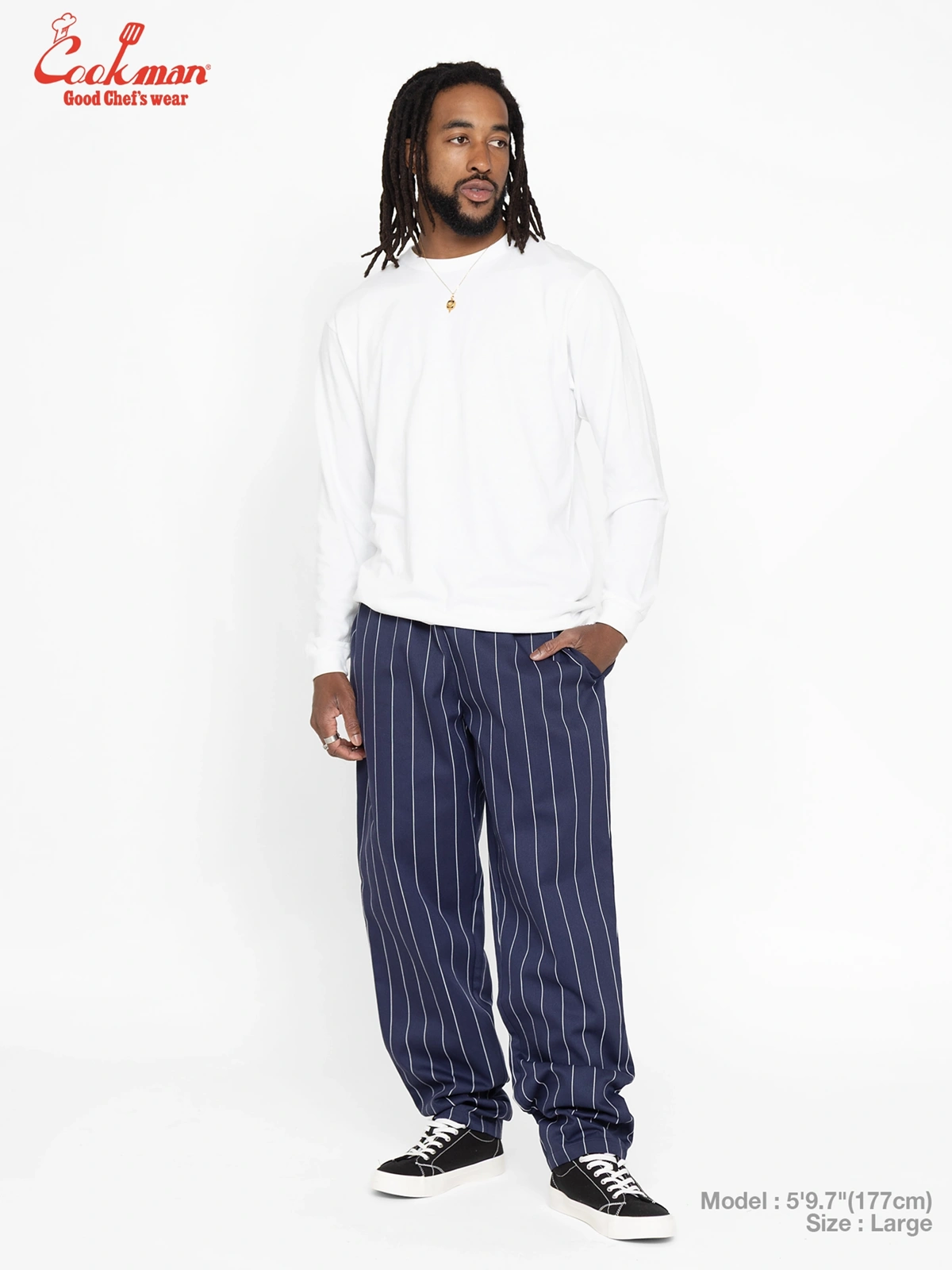 �����եѥ�� Chef Pants Pencil Stripe Navy