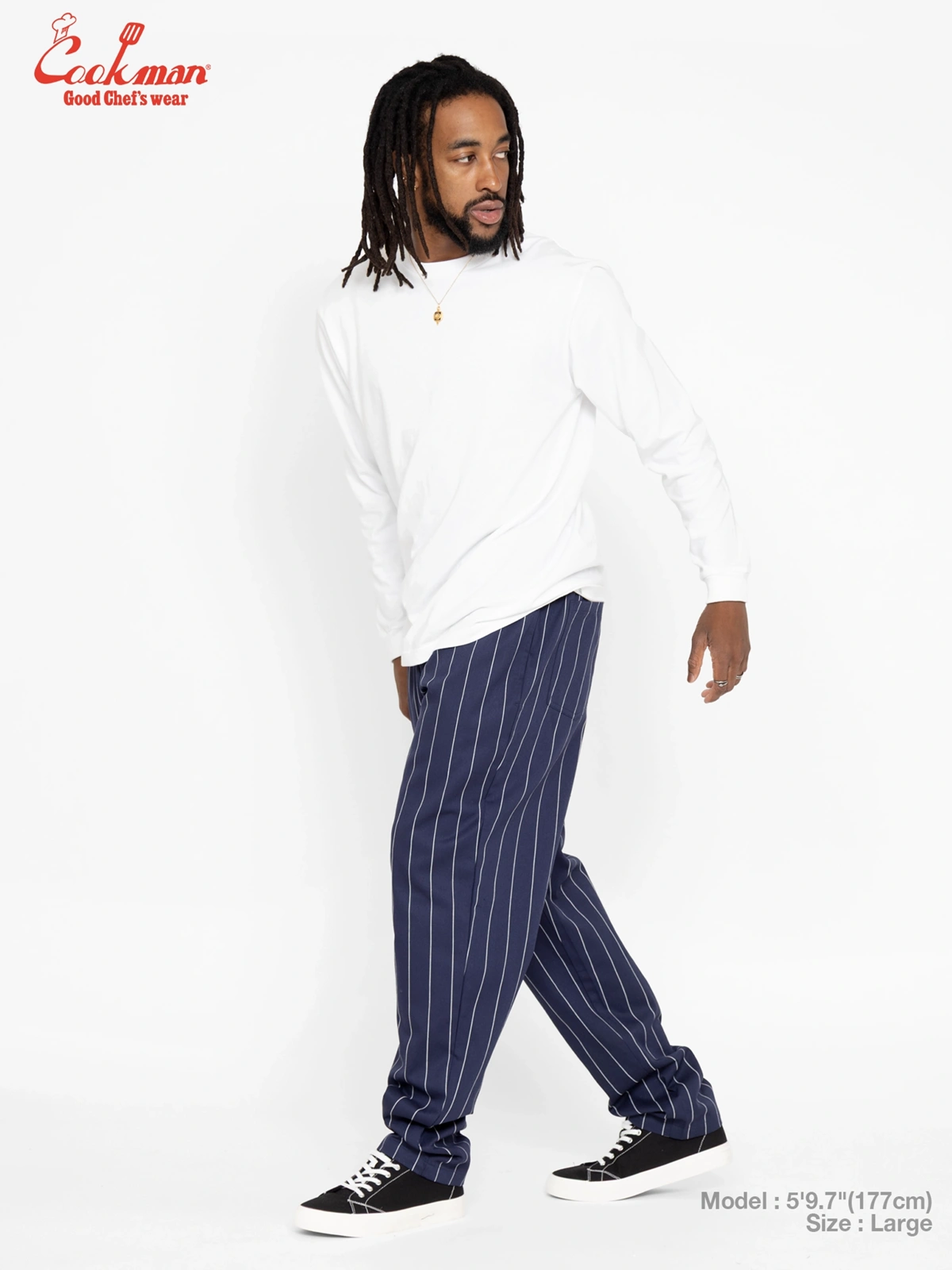 �����եѥ�� Chef Pants Pencil Stripe Navy