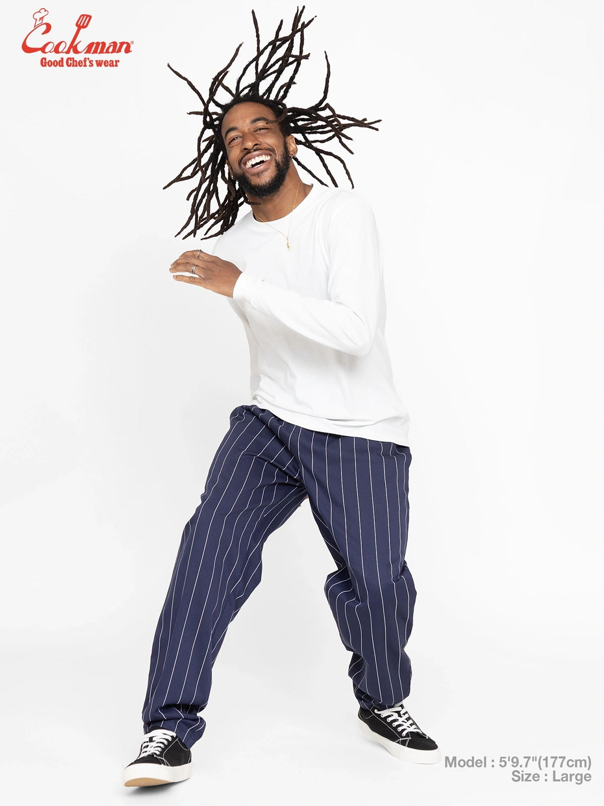 �����եѥ�� Chef Pants Pencil Stripe Navy