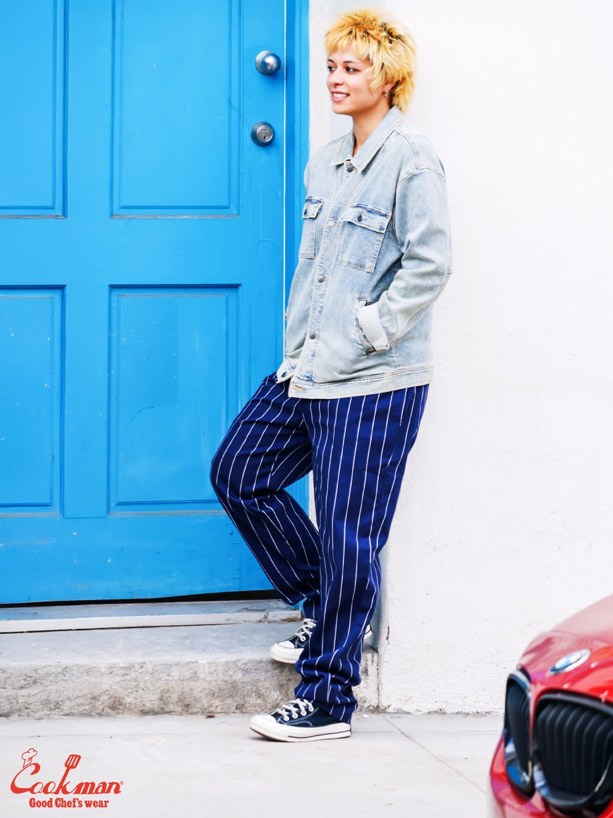 �����եѥ�� Chef Pants Pencil Stripe Navy
