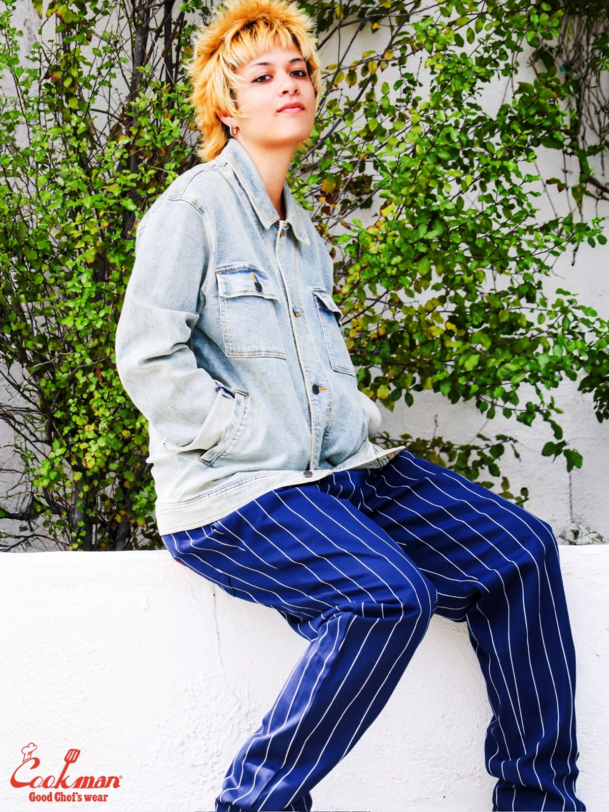 �����եѥ�� Chef Pants Pencil Stripe Navy