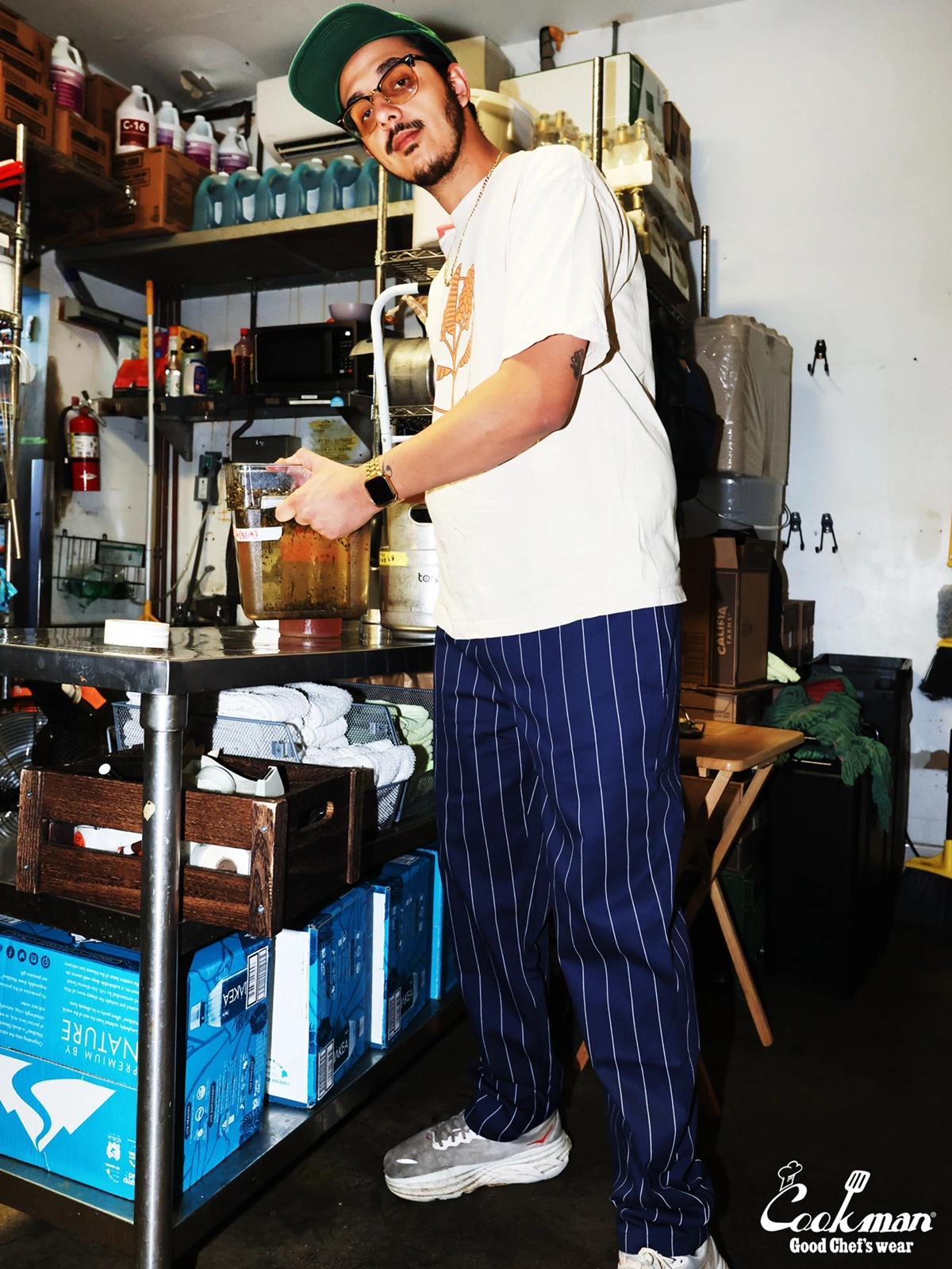 �����եѥ�� Chef Pants Pencil Stripe Navy