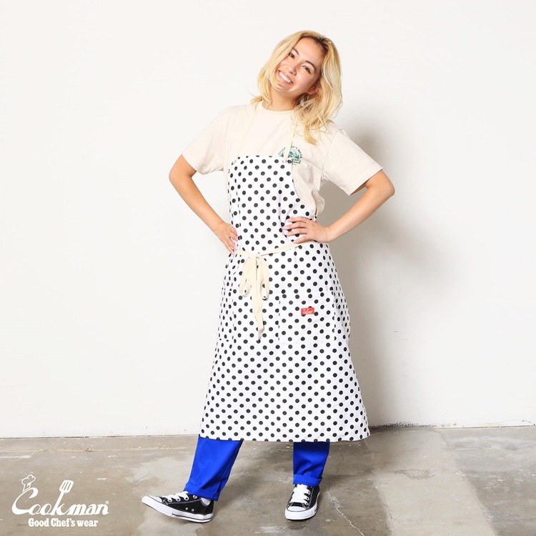 ���󥰥��ץ��� Long Apron Dots White