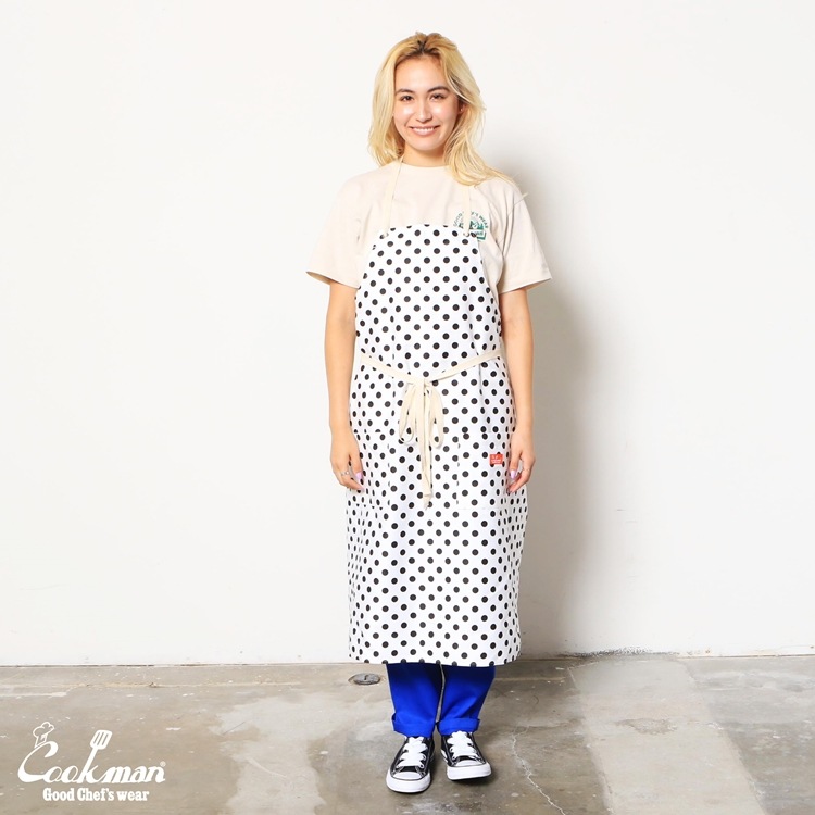 ���󥰥��ץ��� Long Apron Dots White