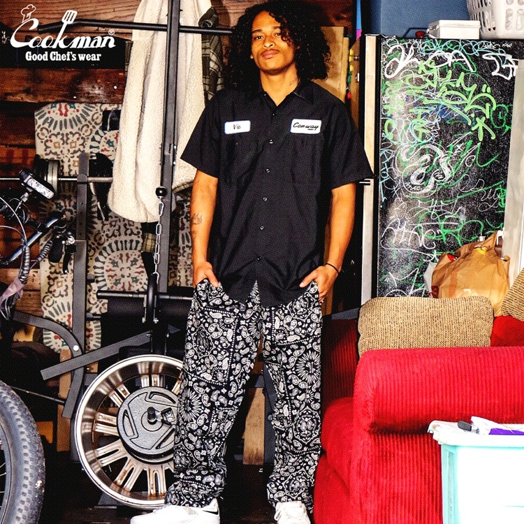 եѥ Chef Pants Semiwide  Paisley Black 