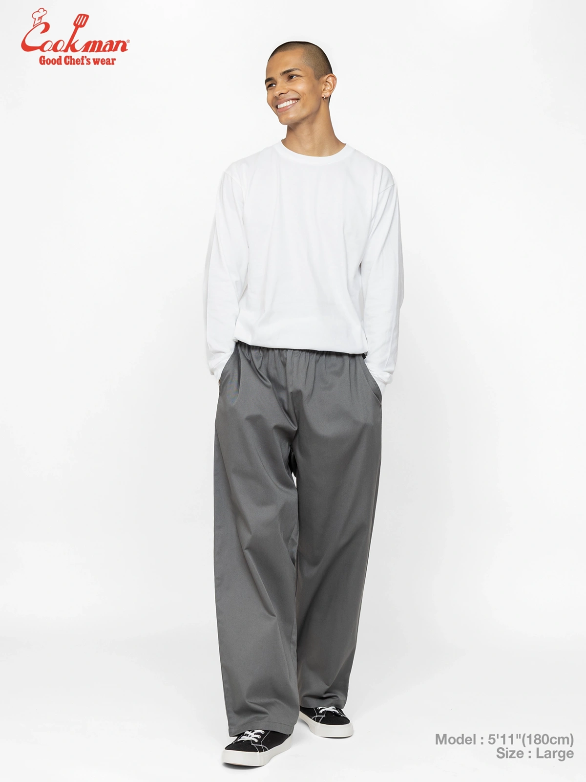 �����եѥ�� Chef Pants High-Wide Charcoal Gray