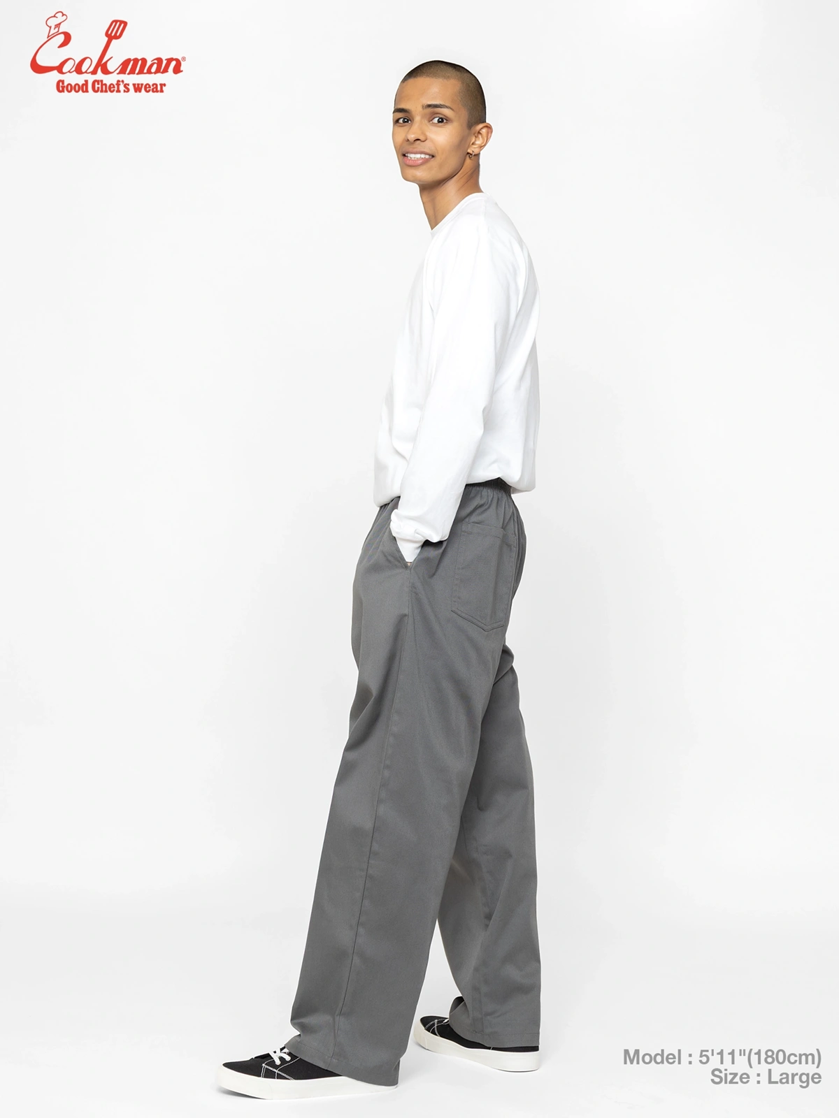 �����եѥ�� Chef Pants High-Wide Charcoal Gray
