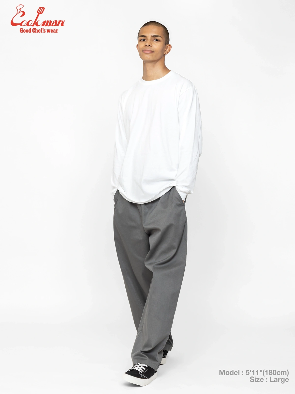 �����եѥ�� Chef Pants High-Wide Charcoal Gray