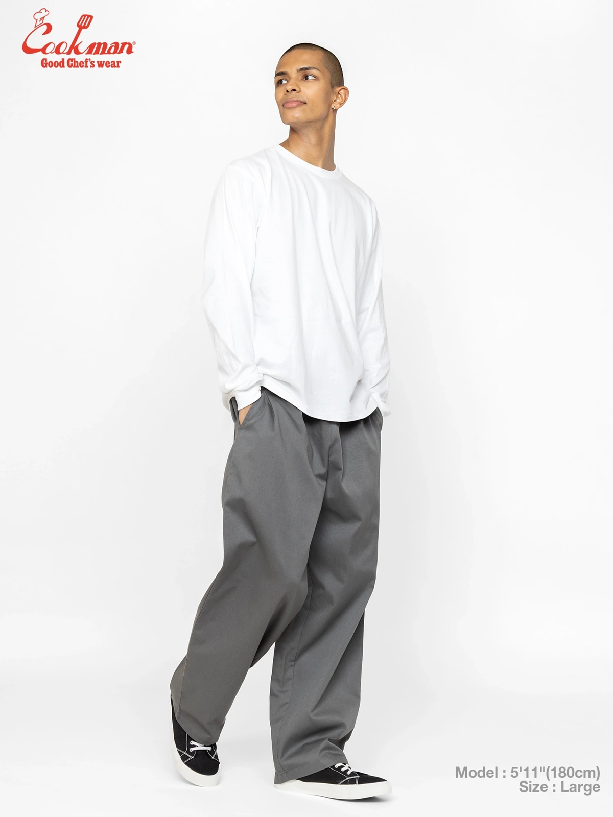 �����եѥ�� Chef Pants High-Wide Charcoal Gray