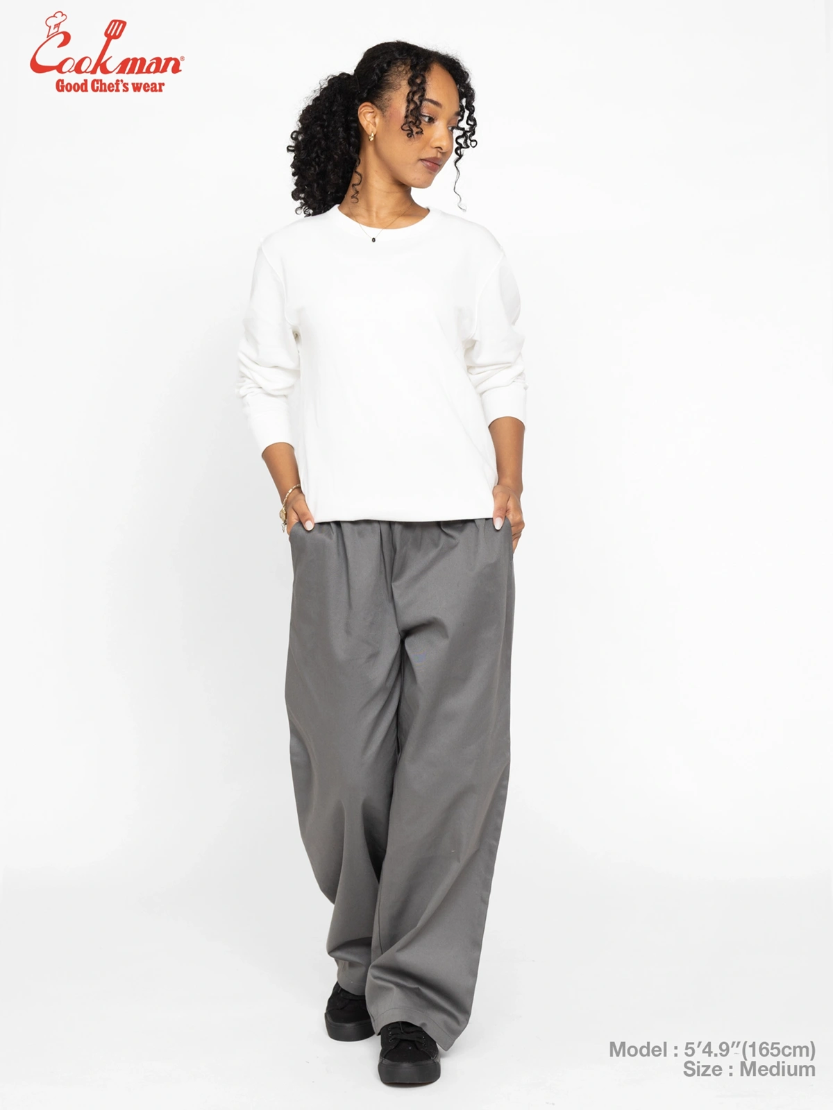 �����եѥ�� Chef Pants High-Wide Charcoal Gray