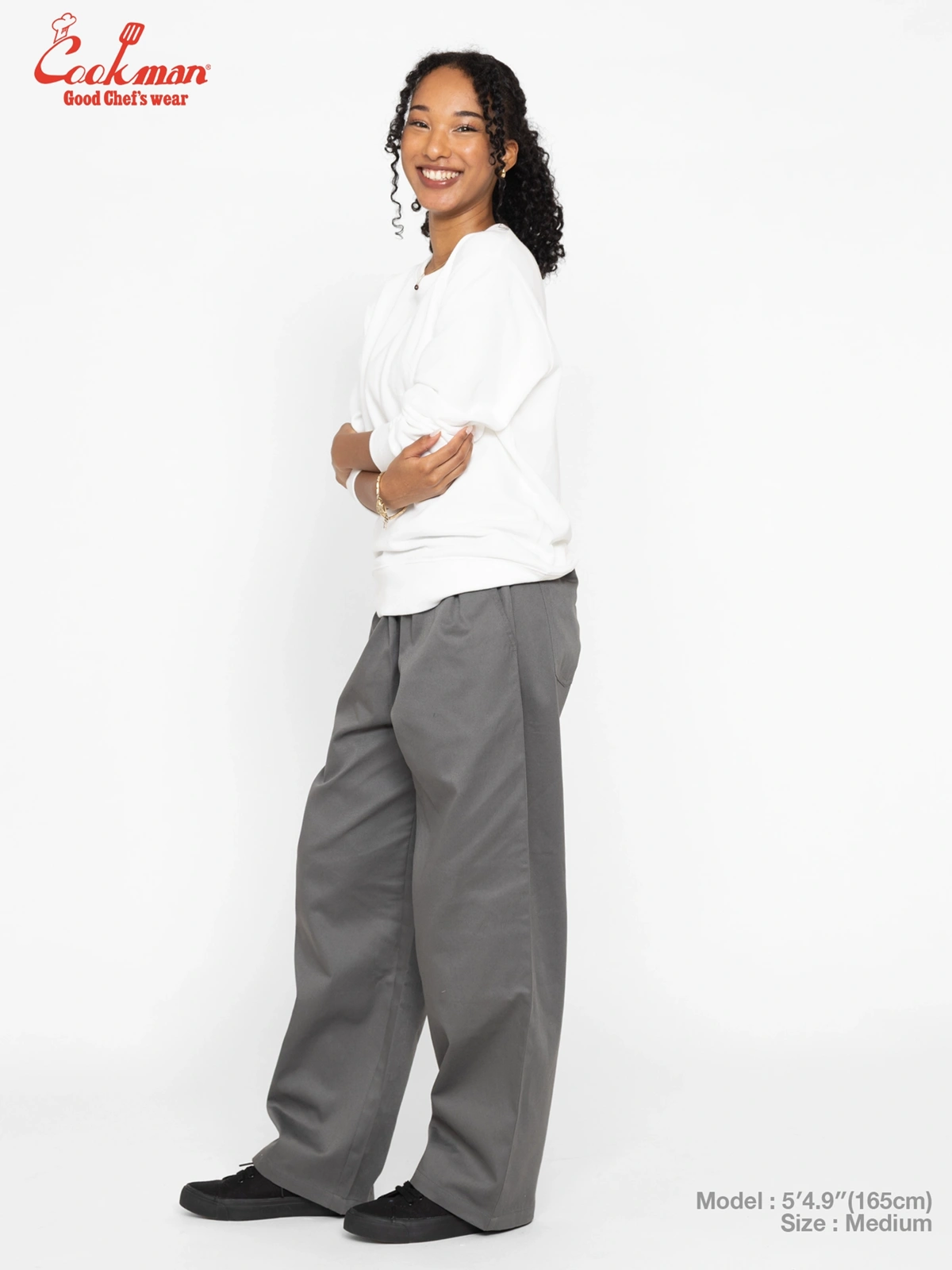 �����եѥ�� Chef Pants High-Wide Charcoal Gray