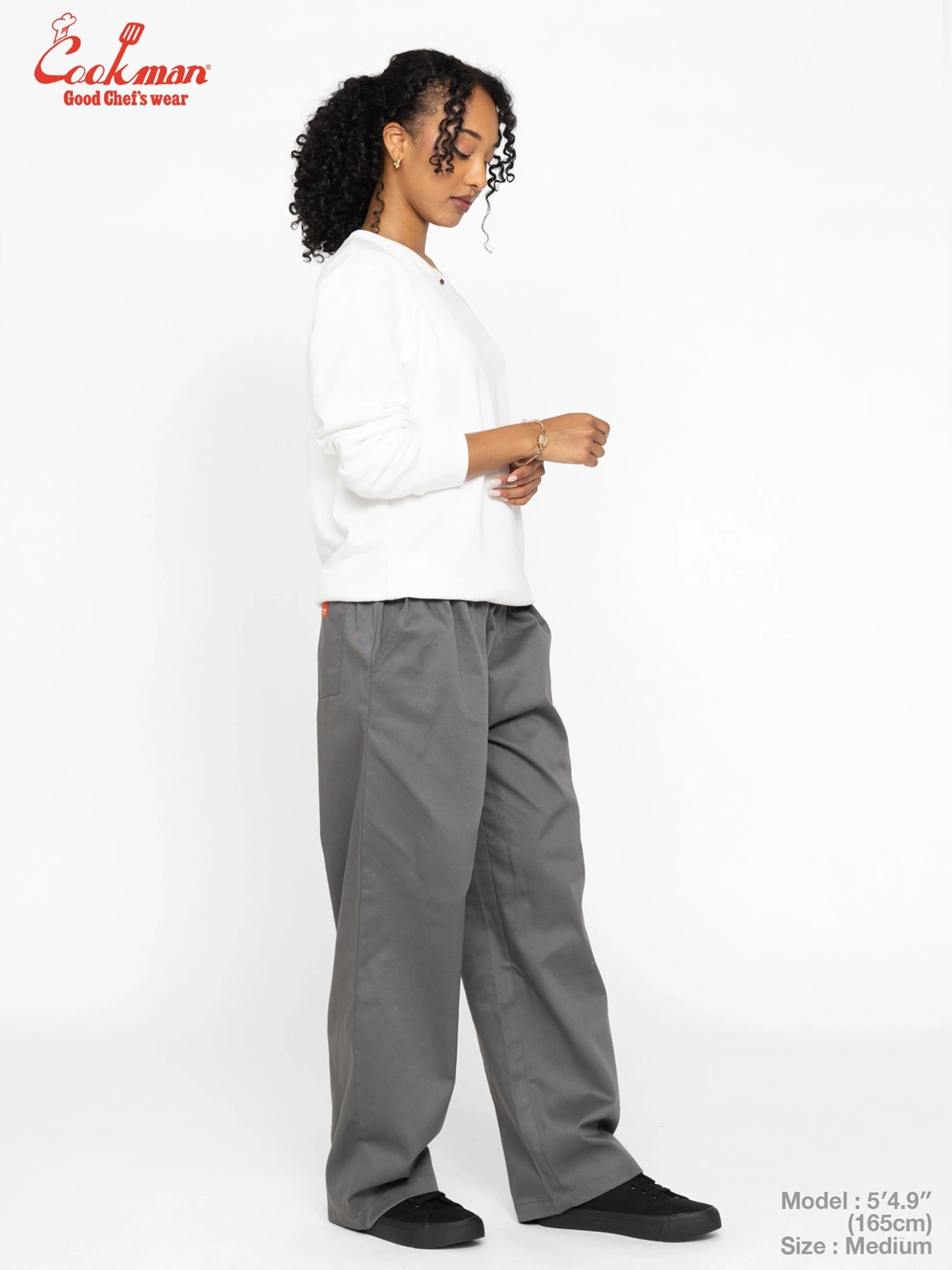 �����եѥ�� Chef Pants High-Wide Charcoal Gray