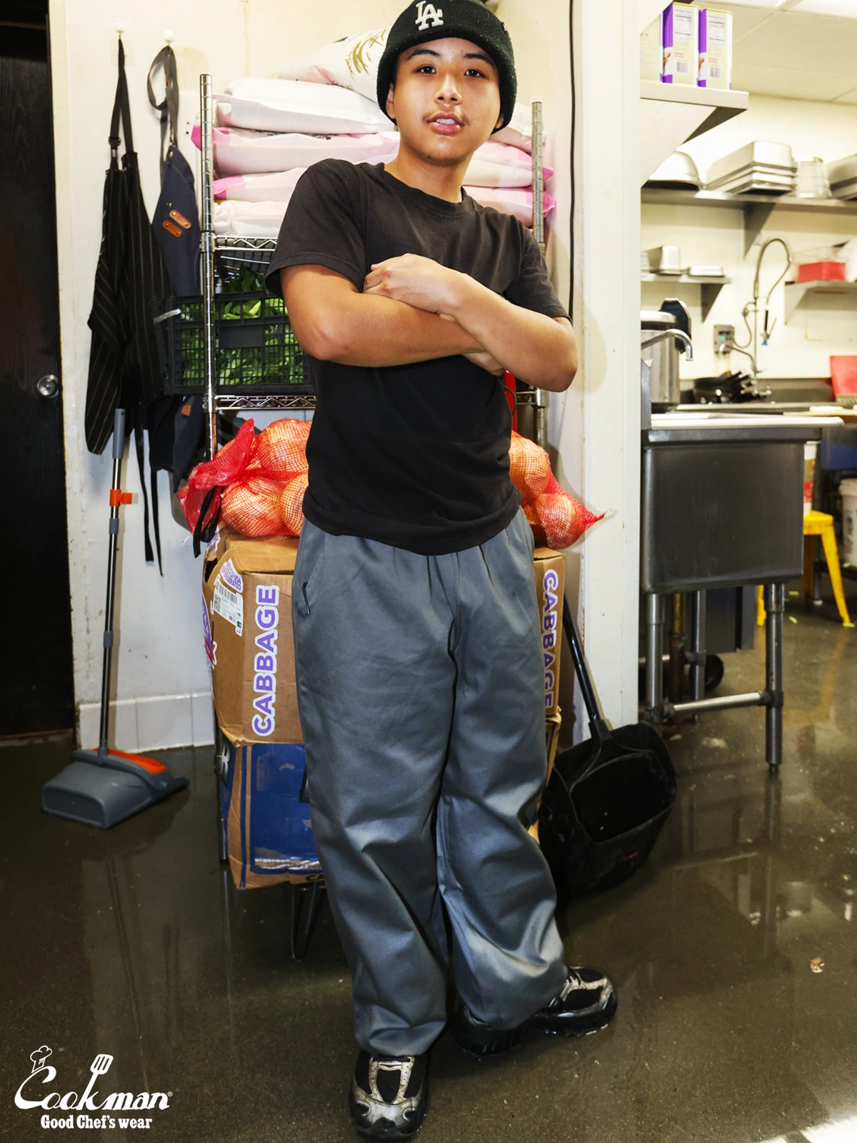 �����եѥ�� Chef Pants High-Wide Charcoal Gray