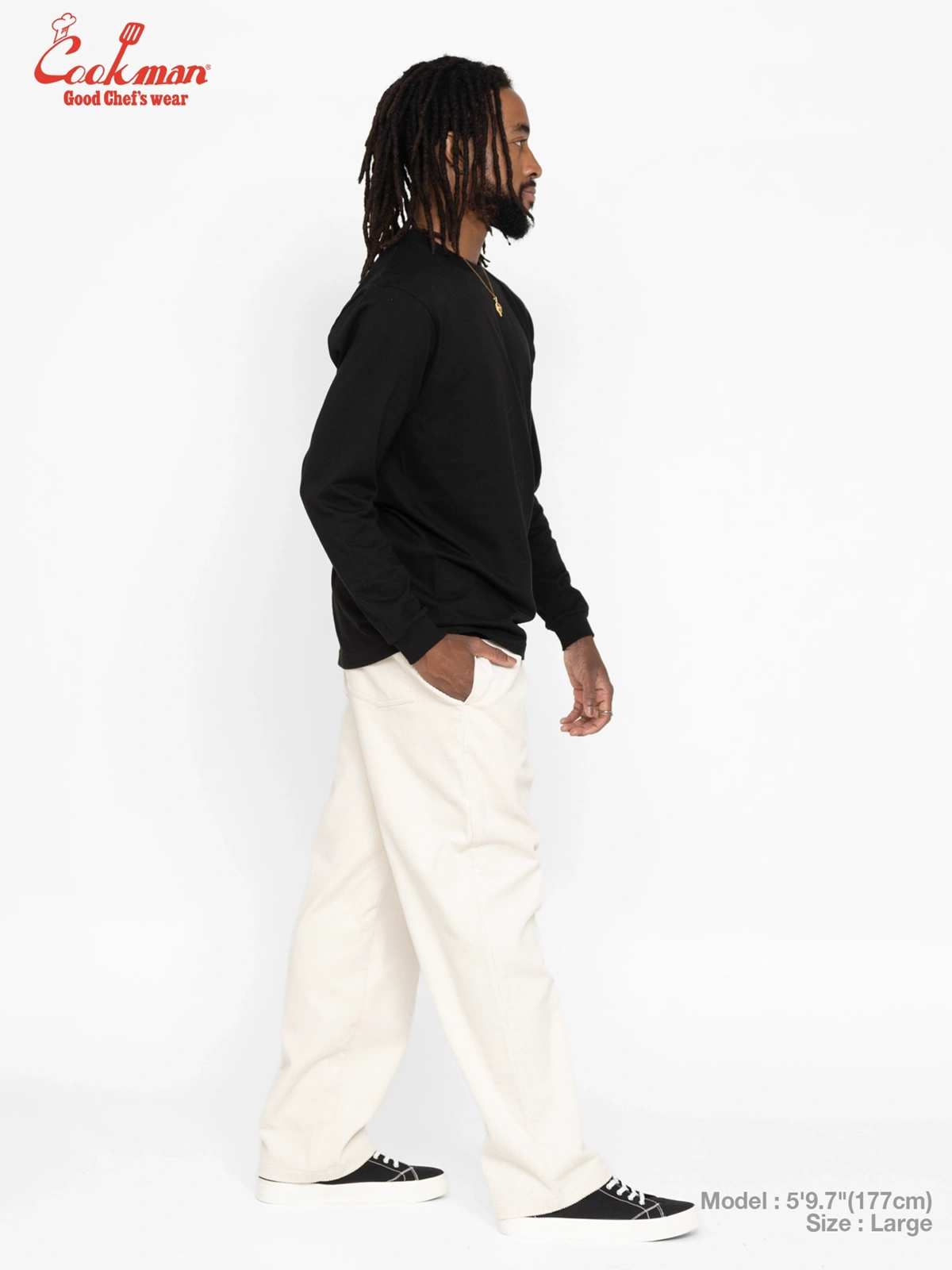 �����եѥ�� Chef Pants Semiwide Corduroy Cream
