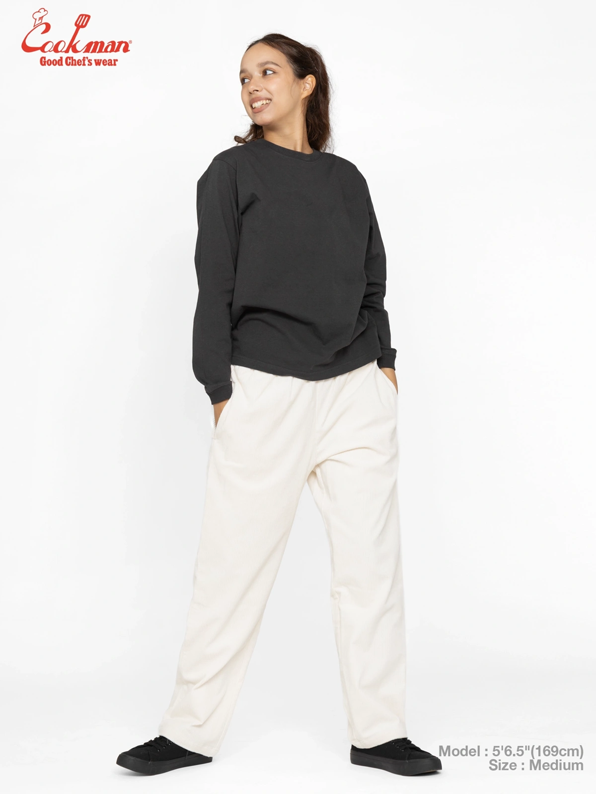 �����եѥ�� Chef Pants Semiwide Corduroy Cream