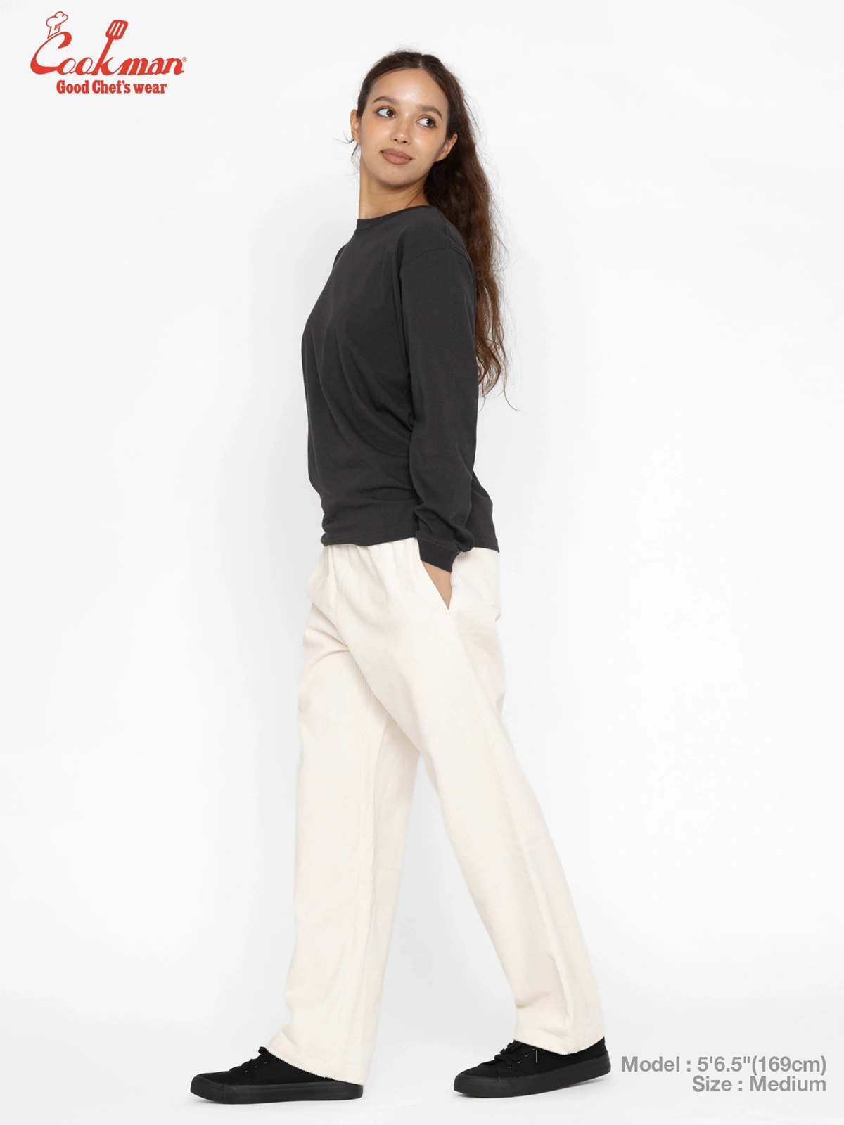 �����եѥ�� Chef Pants Semiwide Corduroy Cream