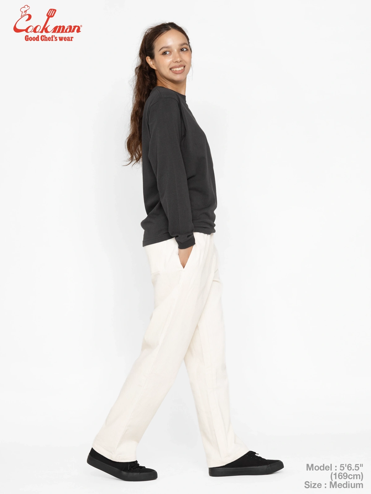 �����եѥ�� Chef Pants Semiwide Corduroy Cream
