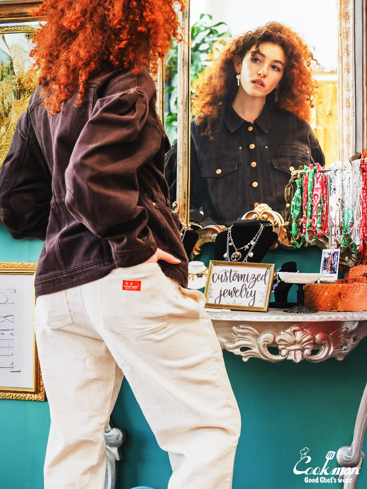 �����եѥ�� Chef Pants Semiwide Corduroy Cream