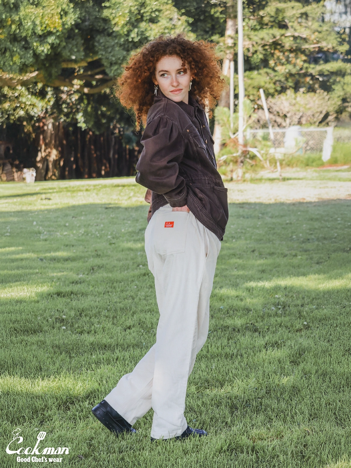 �����եѥ�� Chef Pants Semiwide Corduroy Cream