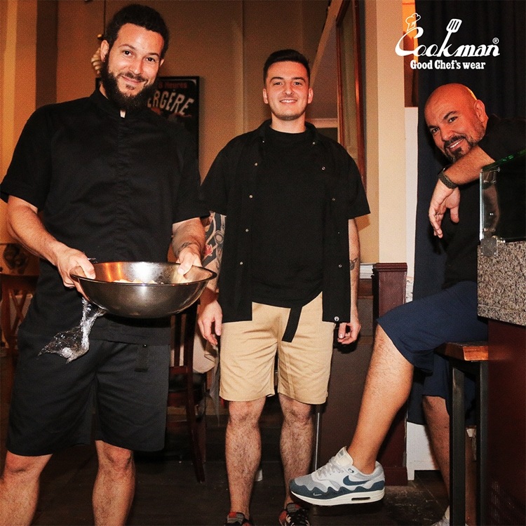 եѥ Chef Pants Short Black Belt Peanuts 